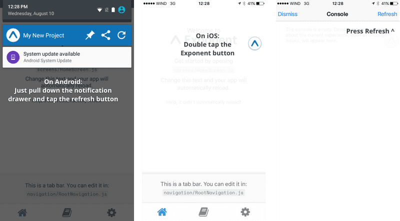 Refresh using Exponent buttons