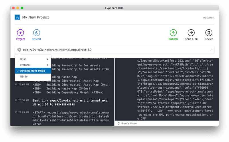 XDE project development mode